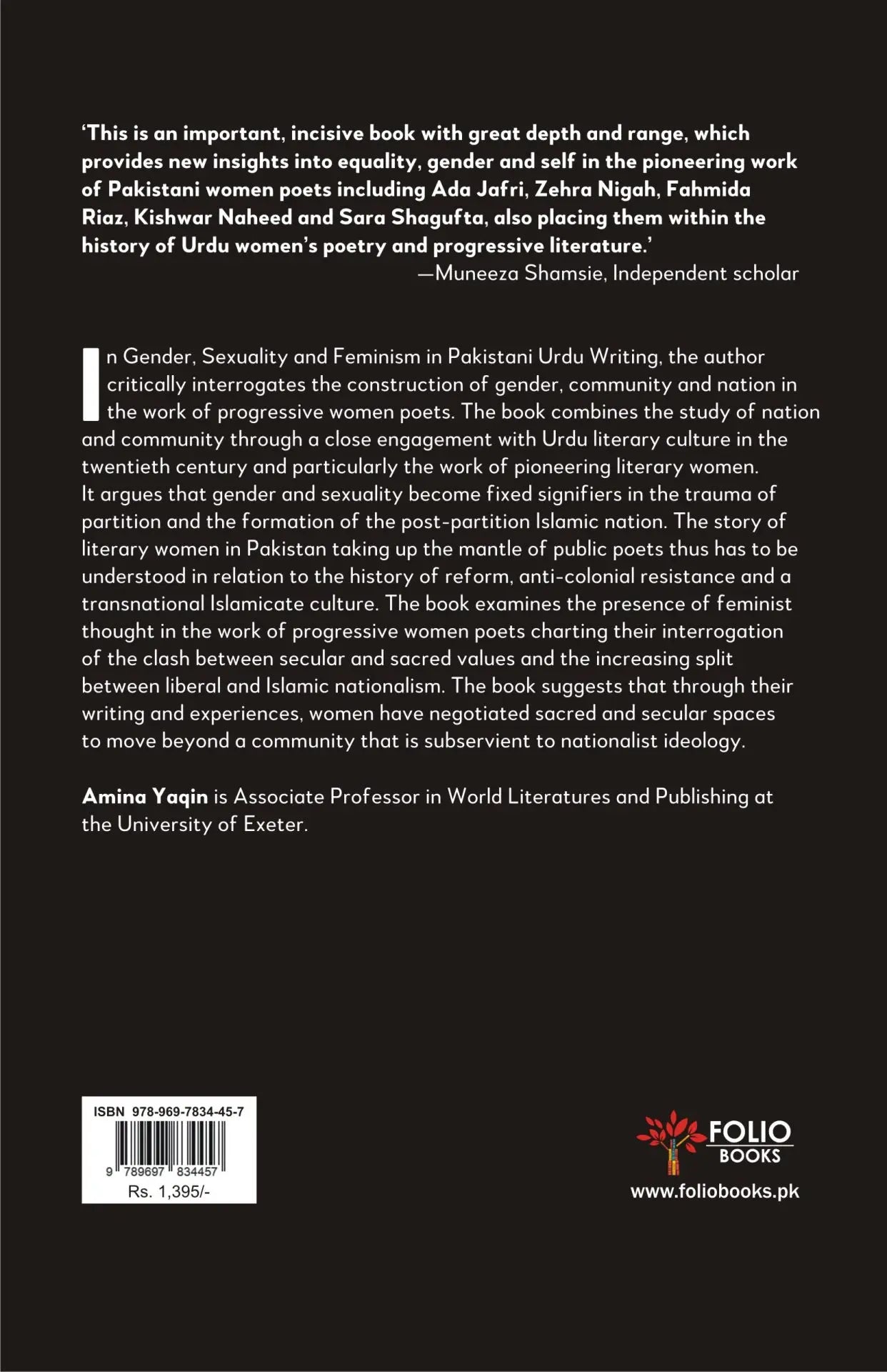 GENDER, SEXUALITY AND FEMINISM IN PAKISTANI URDU WRITING
BY AMINA YAQIN | fol