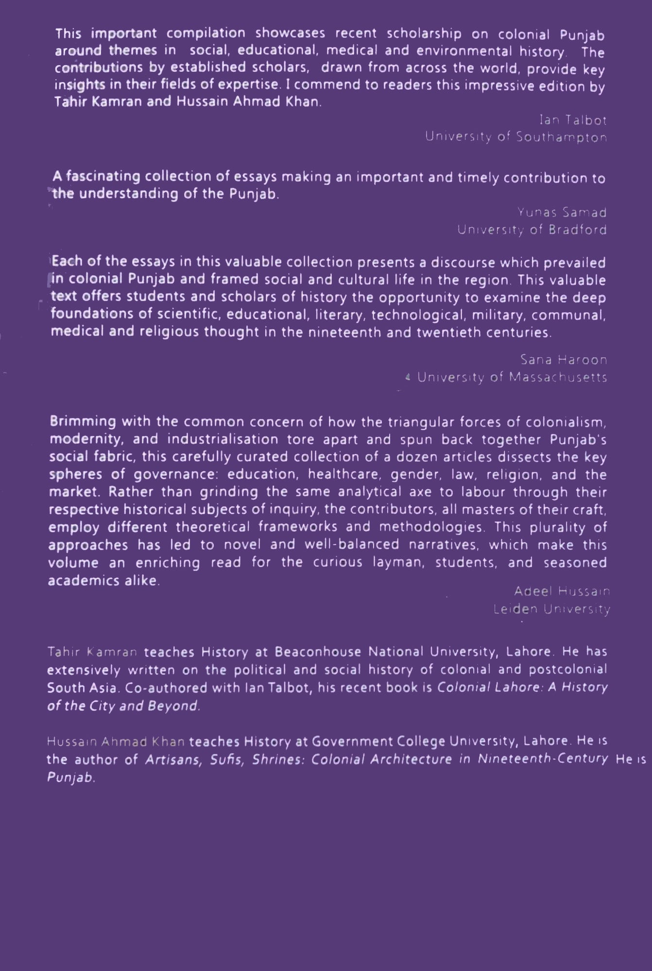 Perspectives In Social History Of Colonial Punjab Tahir kamran